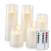 White Battery Operated Candles Flameless Candles with Timer and Remote, 5 Pcs