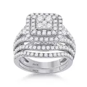 14k White Gold Round Diamond Bridal Wedding Ring Set 1-3/4 Cttw