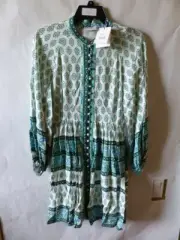 SANDRO PARIS NAIMA PRINTED DRESS IN GREEN WMNS SIZE 34 SFPRO01203