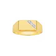 9ct Gold Diamond Set Gents Signet Ring
