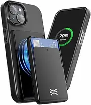 TORU MX PRO for iPhone 13 Mini Slim Hard Wallet Case | Dual Layer Protective Shockproof Cover with Built-in Magnets for MagSafe Compatible | Detachable Sliding Card Holder for 3 Cards - Black