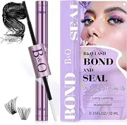 B&Qaugen Lash Bond and Seal Waterproof 10ml Bond and Seal Lash Glue Long Lasting Eyelash Bond and Seal 72 Hours Lash Extension Bond and Seal DIY Eyelash Extension Bond and Seal（GJST-Black）