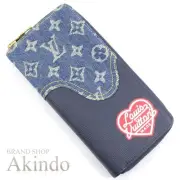 Louis Vuitton Long Wallet Monogram Denim Nigo Blue Zippy Vertical M81107 Men'S