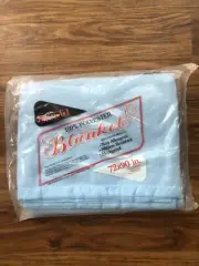 Vintage Siesta Blanket Twin or Double Bed 72 x 90 USA Baby Blue NIP Satin Trim