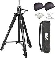 GEX 63" Heavy Duty Mannequin Tripod Stand for Wig Cosmetology Training Practice Doll Manikin Head Tripod Wig Stand With Travel Bag (Black)
