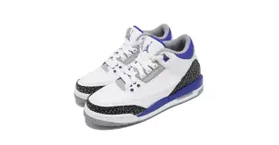 Nike 休閒鞋 Air Jordan 3 Retro 女鞋 AJ3代 復刻 喬丹 爆裂紋 小閃電 白 藍 398614-145 22.5cm WHITE/BLUE