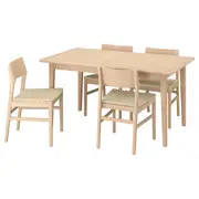 SKANSNÄS / SKANSNÄS table and 4 chairs, light beech veneer/light beech, 150/205 cm