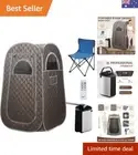3L Portable Sauna Steam Room, Foldable Steamer Heating Skin Spa Box with Chai...
