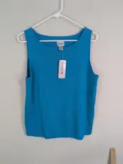 Chicos Tank Top Women's Extra Large Light Blue Silk Casual Stretch