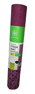 Gaiam Classic Yoga Mat Color Purple (4mm) Non-Slip Texture 68x24X4mm