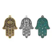 10Pcs Lucky Hamsa Hand of Fatima Protection Eye Charms Pendants Jewelry Findings