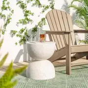 Glitzhome Side Table 17.75"x15.75"x15.75" MGO Composite Faux Terrazzo Outdoor