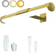 MIOBLUE Dimmable Cable Picture Light with Controller and Timer, 13.78 Inch Rechargeable 4400 mAh Battery Picture Light for Wall Display, Gallery Artwork, Paintings, Portraits, 35 Gold