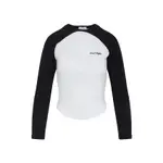 [Courreges] Courreges-White And Black Circle Contrast Ls Cotton T-Shirt-Donna XS STAND