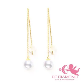 【CC Diamond】日本進口 阿古屋AKOYA18K珍珠耳線(7-7.5mm)