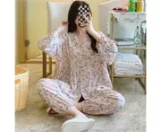 Summer cardigan cotton silk pajamas women thin suit cotton silk loose home clothes