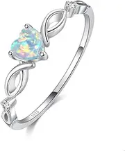 [Angol] 925 Sterling Silver Heart Opal Ring Engagement Promise Ring for Women Valentine's Day Jewelry Gift