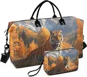 [YXYZRMY] Travel Duffel Bag Big Cat Landscape Autumn Gym Bag Sports Tote Bag with Multiple Interior Pockets Shoulder Weekender Bag for Women Men with Toiletry Bag 20.5”x 7.9”x 13.8, Multi-Colored, one