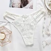 [FARZAH] Women Panties Female Underwear 3PCS/Set Lace Panties for Women Plus Size Underwear Lace Panties G String Thong Stretch Ladie Brief Underwear Sexy Lingerie for Women(White)