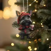 2d Flat Funny Scottish Terrier Ornament Dog Drinking Coffee Ornament Dog Car