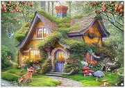 Luminora 7x5ft Spring Enchanted Forest House Backdrop Fairytale Wonderland Stone Path Photography Floral Grassland Background Decoration Photo Banner Props