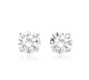 CRISLU Cubic Zirconia Studs Earrings 2 cttw - SS Platinum .925 NEW IN BOX -SALE!