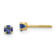 Real 14kt Yellow Gold Madi K 3mm Imitation Sapphire Birthstone Earrings (Sep)