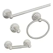Design House Calisto 4-Piece Traditional Metal Bathroom Accessory Kit in Nickel