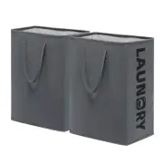 Large Laundry Basket Tall Hampers with Extended Handles Collapsible Cloth Bin...