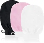 URAQT Exfoliating Gloves, 3 Pack Body Scrub Glove Bath SPA Exfoliating Mitts, Dual-Sided Deep Clean Exfoliation Scrubbing Mitt, Dead Skin Remover Glove Deep Body Scrubber for Women and Men