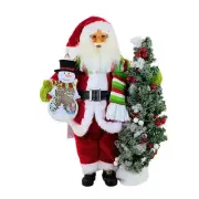 Karen Didion Figurine Lighted Snowy Days Santa Snowman Tree Timer