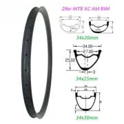 29er Carbon MTB XC/AM Bicycle Rim 34x20mm 34x25mm 34x30mm Asymmetric Symmetric