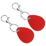 Leather Key Fob, 2pcs PU Leather Key Fobs Key Chain Holder, Red