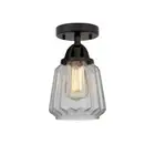 Innovations Chatham 1 Light 6" Semi-Flush, LED, BK/CL, Rib - 288-1C-BK-G142-LED