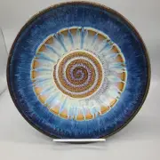 Studio Pottery Bill Campbell Infinity Serving Bowl Spiral Swirl 10.75" Blue New