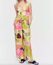 NEW PETER ALEXANDER TROPICAL PALM CAMI TOP + PANTS PJ SET M RRP$139.90
