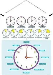 Kids Wall Clock, Dry Erase Teaching Clocks for Kids, Educational Resource Tool with Dry Erase Writing Area, Double Side Time Practice Tool for Preschool Kindergarten 1st 2nd Grade School