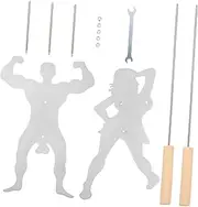 1 Set Funny Stainless Steel Barbecue Forks of BBQ Skewers for Outdoor Grilling Reusable and Meat Forks for Marshmallows Hot Dogs Steaks and Vegetables
