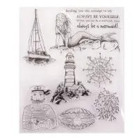 在飛比找蝦皮購物優惠-美人魚 水手 貝殼 船 燈塔 透明印章 水晶印章