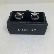New Boxed Link Up Nordstroms Silvertone Irradescent Cufflinks
