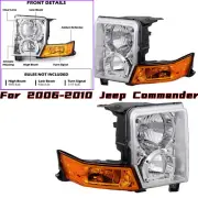 For Jeep Commander 06-10 LH RH Headlight Assembly OE Fit Chrome/Amber