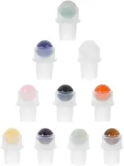 SOPOTUTU 10pcs Essential Oil Roller Bottle Tops with Jade Stone Balls Reusable Applicator for Oil and Perfume Quick Assembly Replacement for Spray Bottles for Aromatherapy