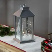 LED Lighted Polar Bear and Flocked Trees Christmas Lantern - 11"