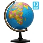 Spinning 13" World Globe with Stand for Kids Learning, Classroom Desk Students