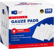 100Pc Large Sterile Gauze Pads 4X4 Sterile for Wounds Bulk - 12Ply Woven Gauze S