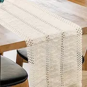 Bohemian Macallan 70x12 Inch Tassel Table Runner, Woven Home Decor for Rustic Dining Room and Bohemian Table Settings