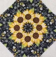 16 * 9.5" Sunflowers & Bees #2 * Stack & Whack Quilt Blocks * Kaleidoscope