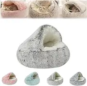 Lapcatz Nest Bed With Hooded Cover - Cat Cave Bed, Plush Calming Dog and Cat Bed, Pursnug Pet Bed (50cm, B)