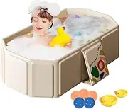 Foldable Bathtub Baby | Large Toddler Bathtub Foldable Baby Tub - Funny Water Toy, Portable Bathroom Pool, 2 Ducks & 5 Balls, Shower Basin Fordrain Plug At The Bottom To Eas Boys, Girls, Cat, Dog Wash