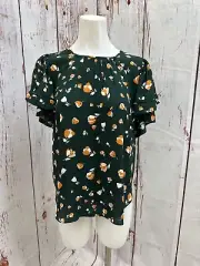 NWT ANN TAYLOR GREEN ORANGE FLORAL TOP SIZE SMALL TCC